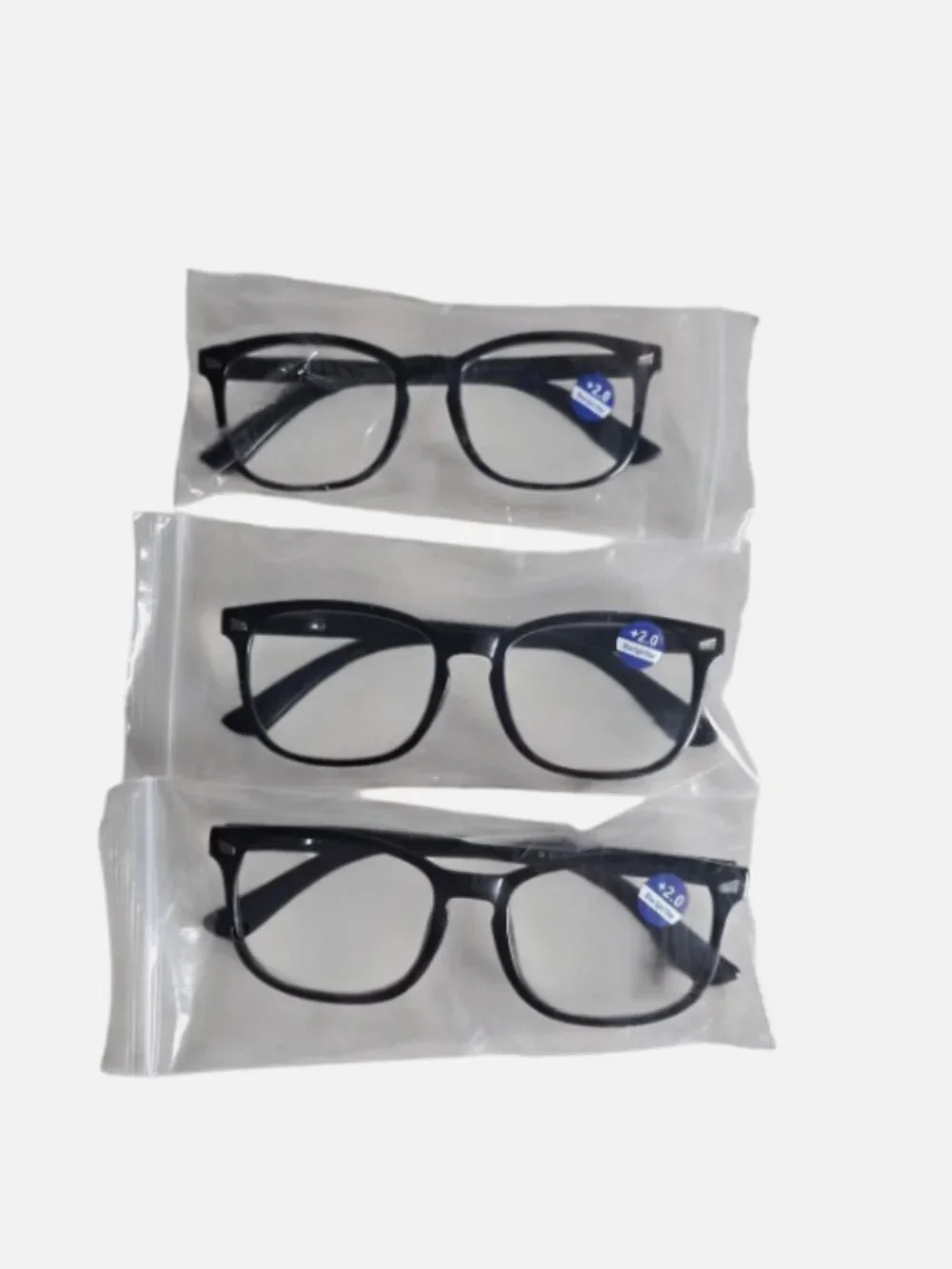 CCVOO +2.0 Reading Glasses with Blue Light Filter Clear Lenses Black Plastic 3pk